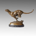 Аниамл Бронзовая скульптура Leopard / Lion Hunt Deocration Латунная статуя Тпал-102